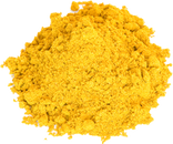 Yellow powder on white background