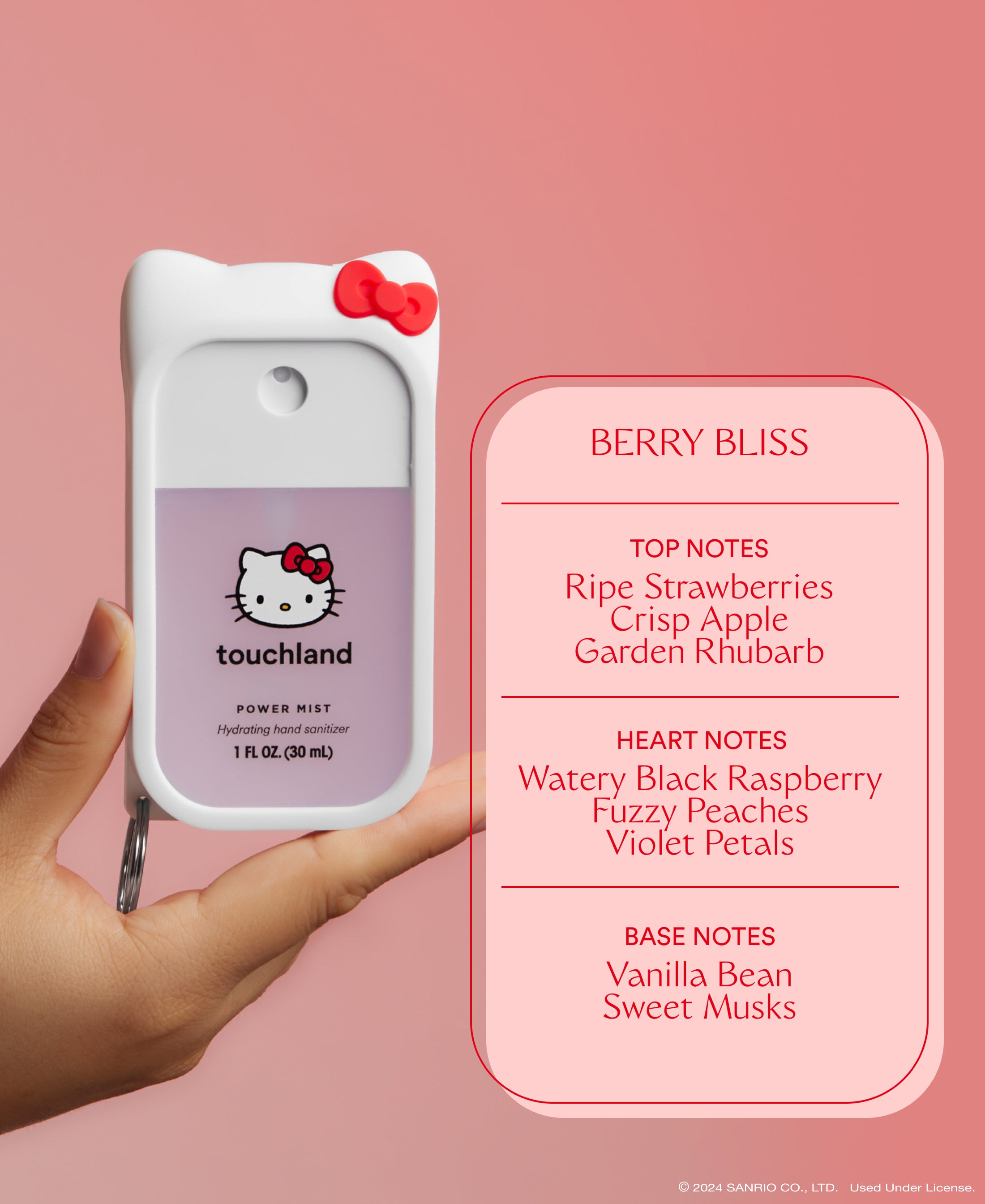 Hello Kitty® Power Mist + Custom Hello Kitty® Mist Case with Berry Bliss scent notes.