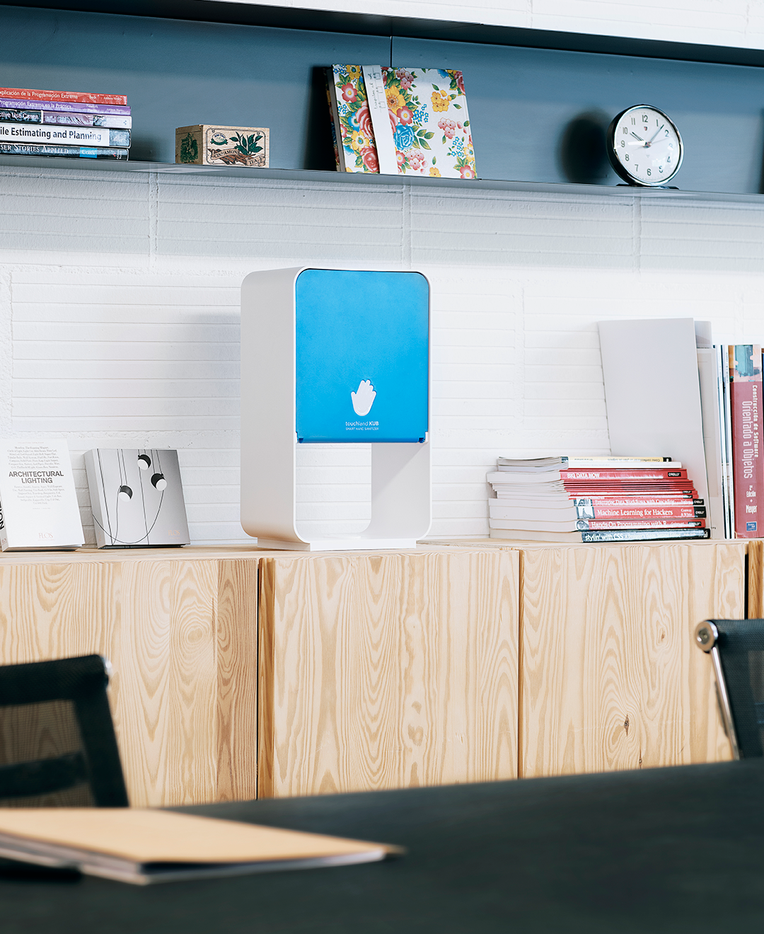 Blue kub dispenser in classroom setting