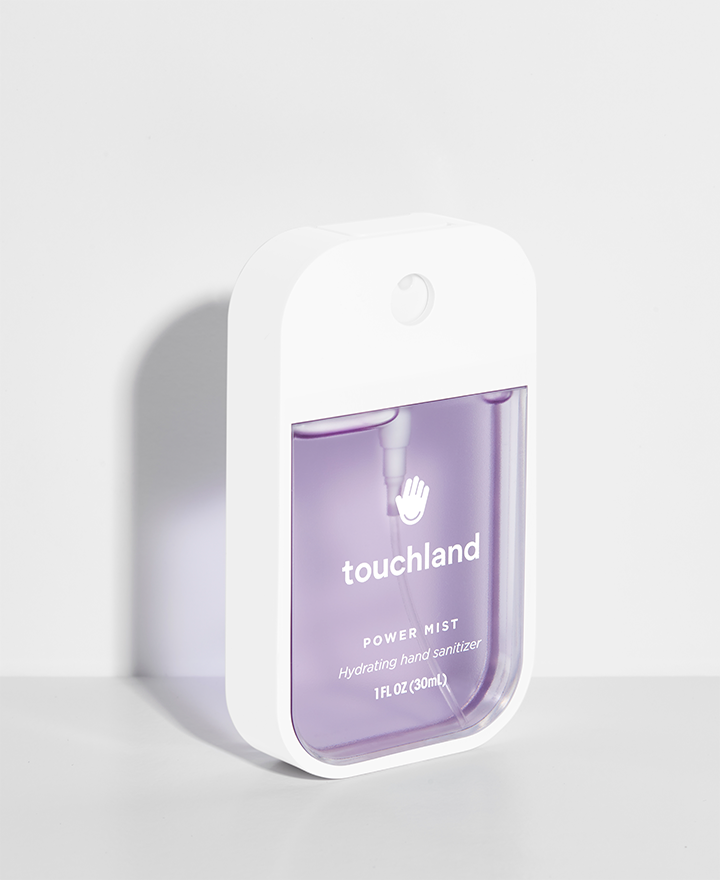 Touchland pure lavender power mist on white background
